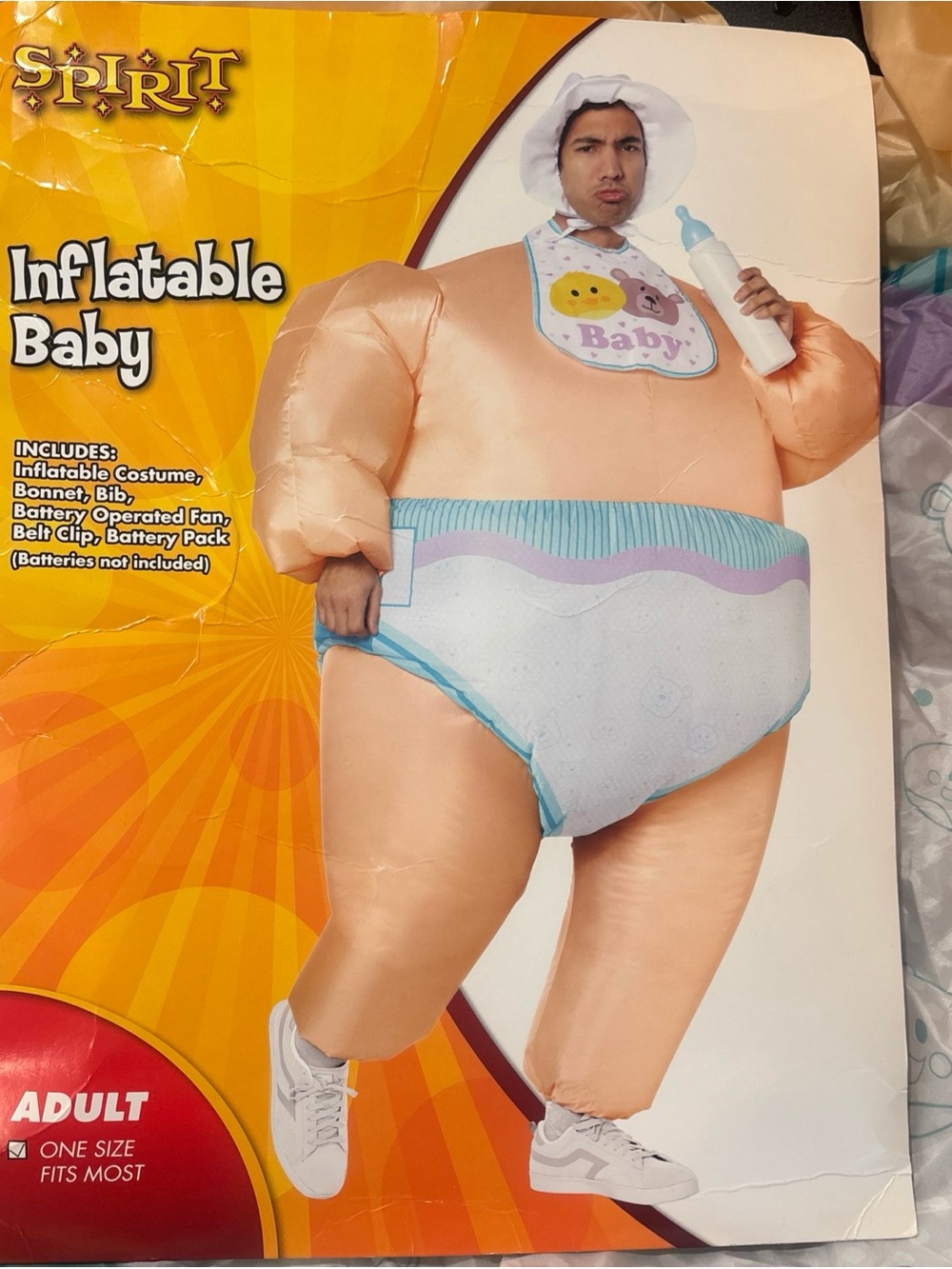 Spirit Halloween Inflatable Baby Costume NO BONNET Adult Tested And Works